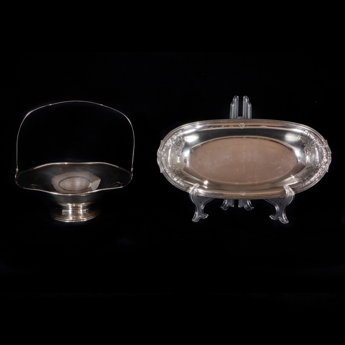 Appraisal: TWO STERLING TABLE ARTICLES A GORHAM ST DUNSTAN BREAD TRAY