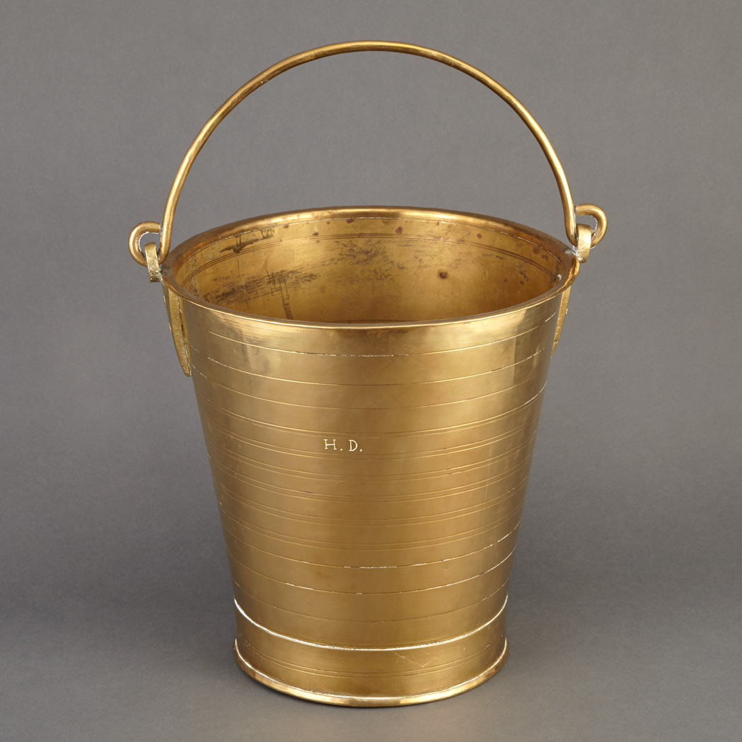 Appraisal: English Brass Coal Bucket th Century With a bail handle