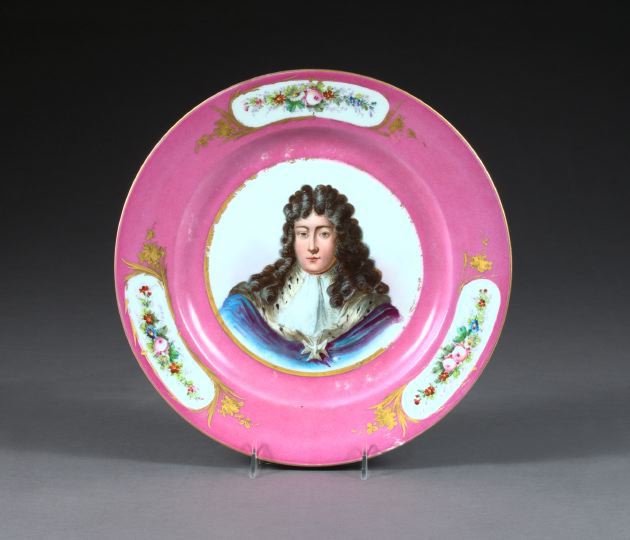 Appraisal: Large French Rose Pompadour Porcelain Portrait Charger fourth quarter th