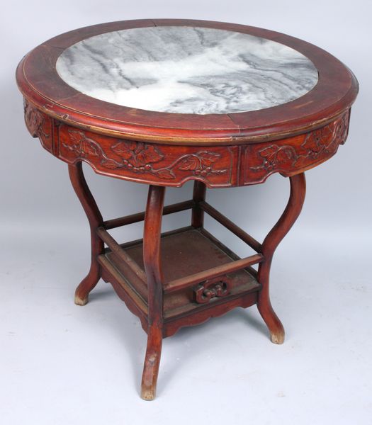 Appraisal: 's- 's Chinese center table with marble top h x