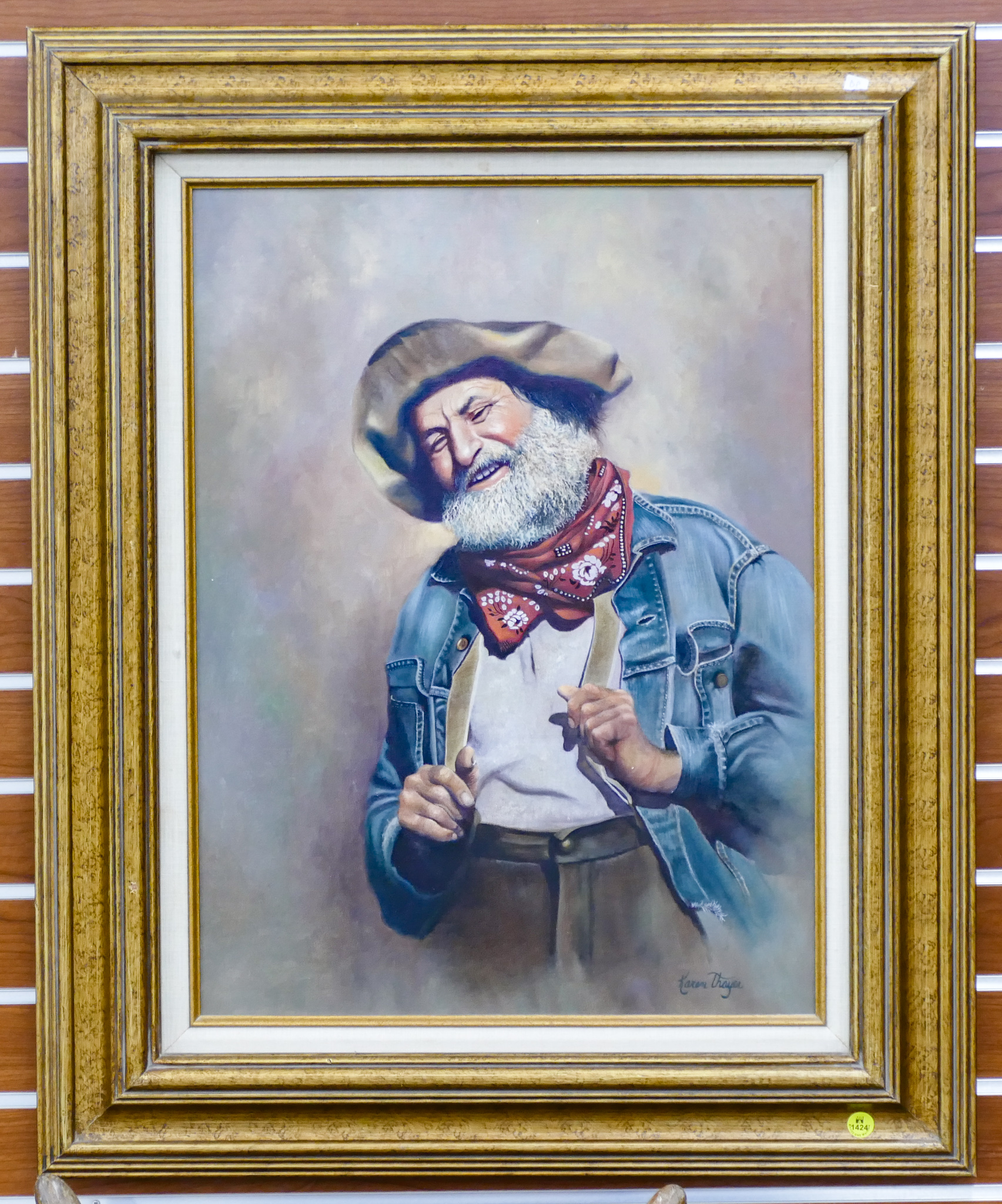 Appraisal: Karen Thayer ''Prospector'' Oil on Canvas Framed ''x ''