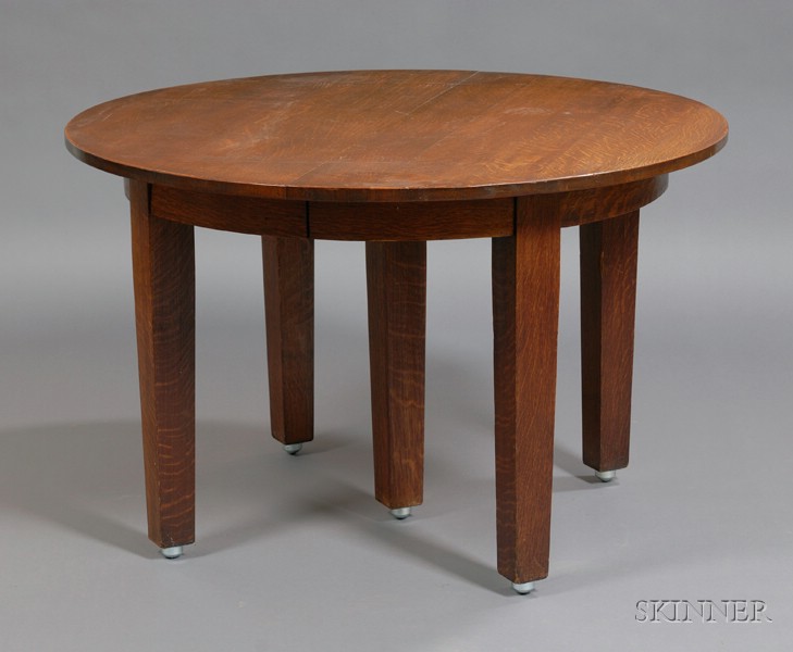 Appraisal: Gustav Stickley Dining Table Oak Eastwood New York c Circular