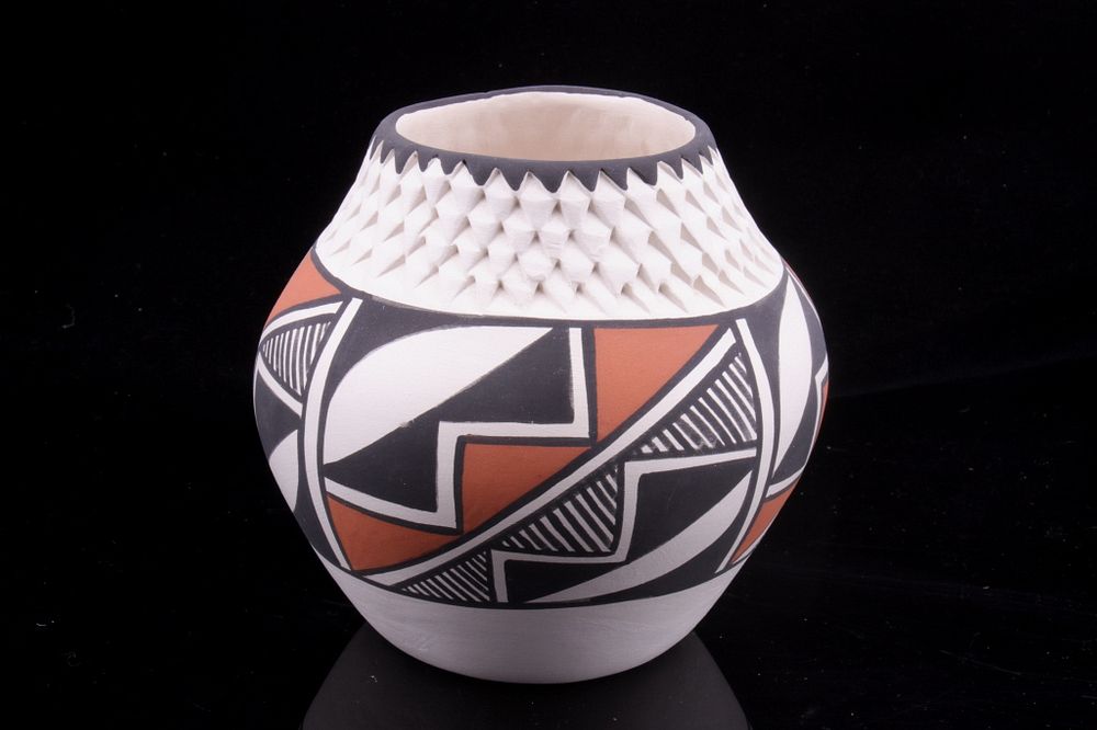 Appraisal: Signed Acoma Polychrome Pottery Jar c 's Featured in this