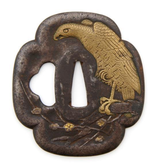 Appraisal: An Iron Tsuba Shimizu Jingo Higo Province of mokko form