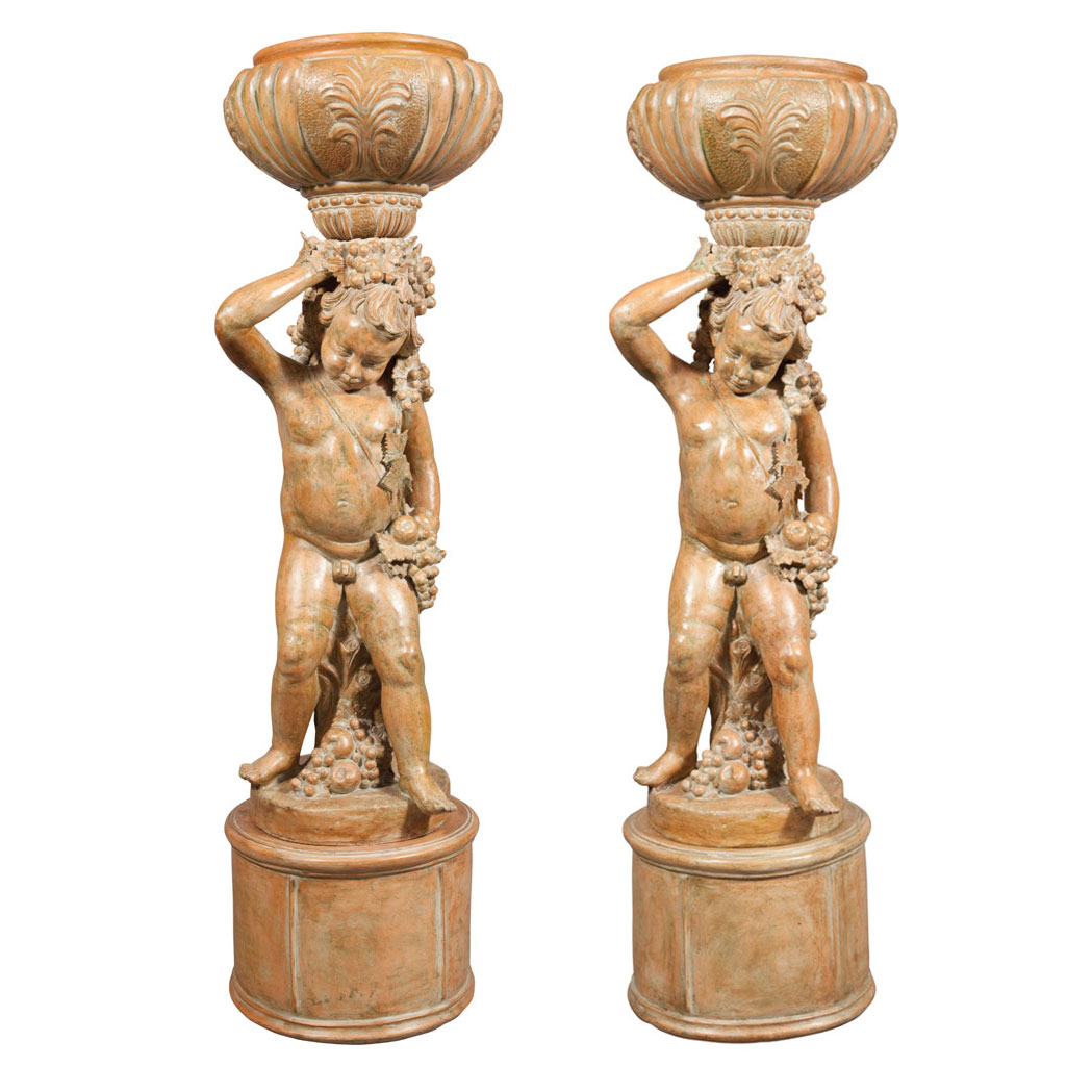 Appraisal: Companion Pair of Neoclassical Style Terra Cotta Figural Floor Size