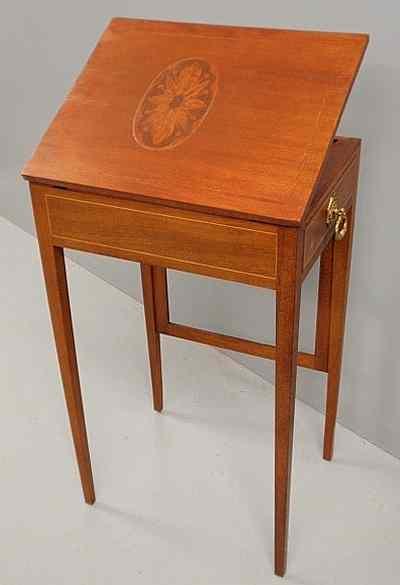 Appraisal: Hepplewhite style mahogany lectern with an inlaid tilt-top and side