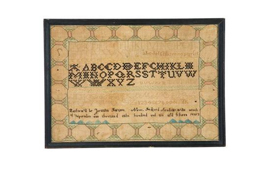 Appraisal: MASSACHUSETTS SAMPLER Jerusha Bartlett New Bedford Academy Bristol County silk