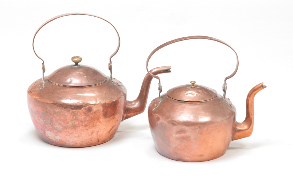 Appraisal: TWO AMERICAN COPPER KETTLES Attributed to Maryland or southeastern Pennsylvania