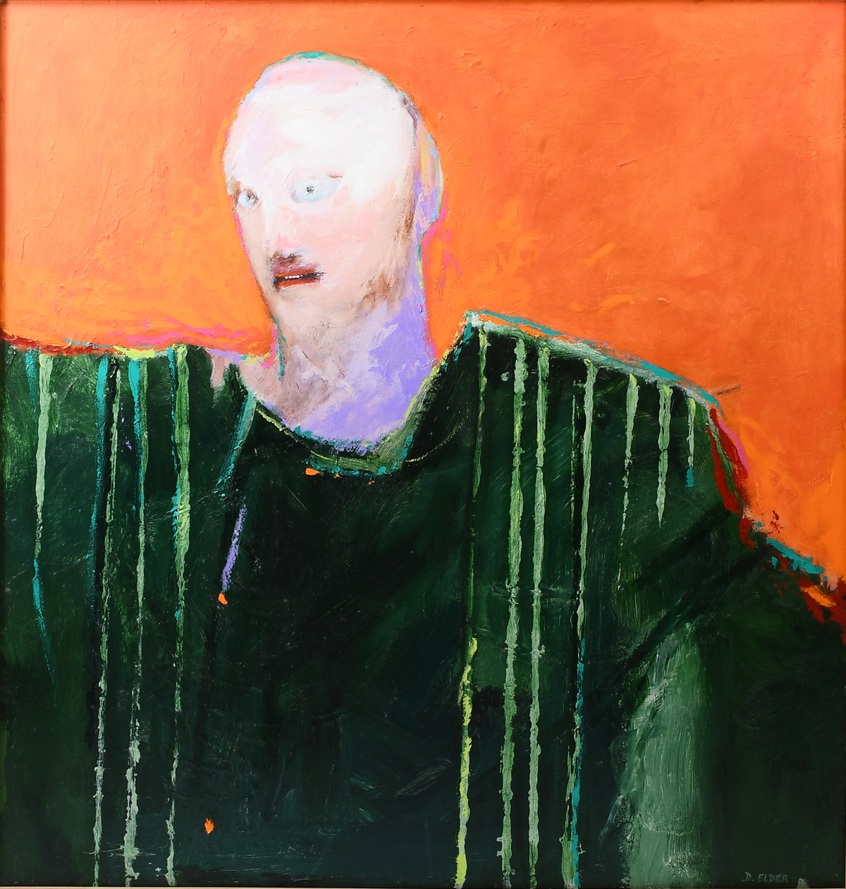 Appraisal: DONALD ELDER PORTRAIT PAINTING Portrait of a Bald-Headed Figure in