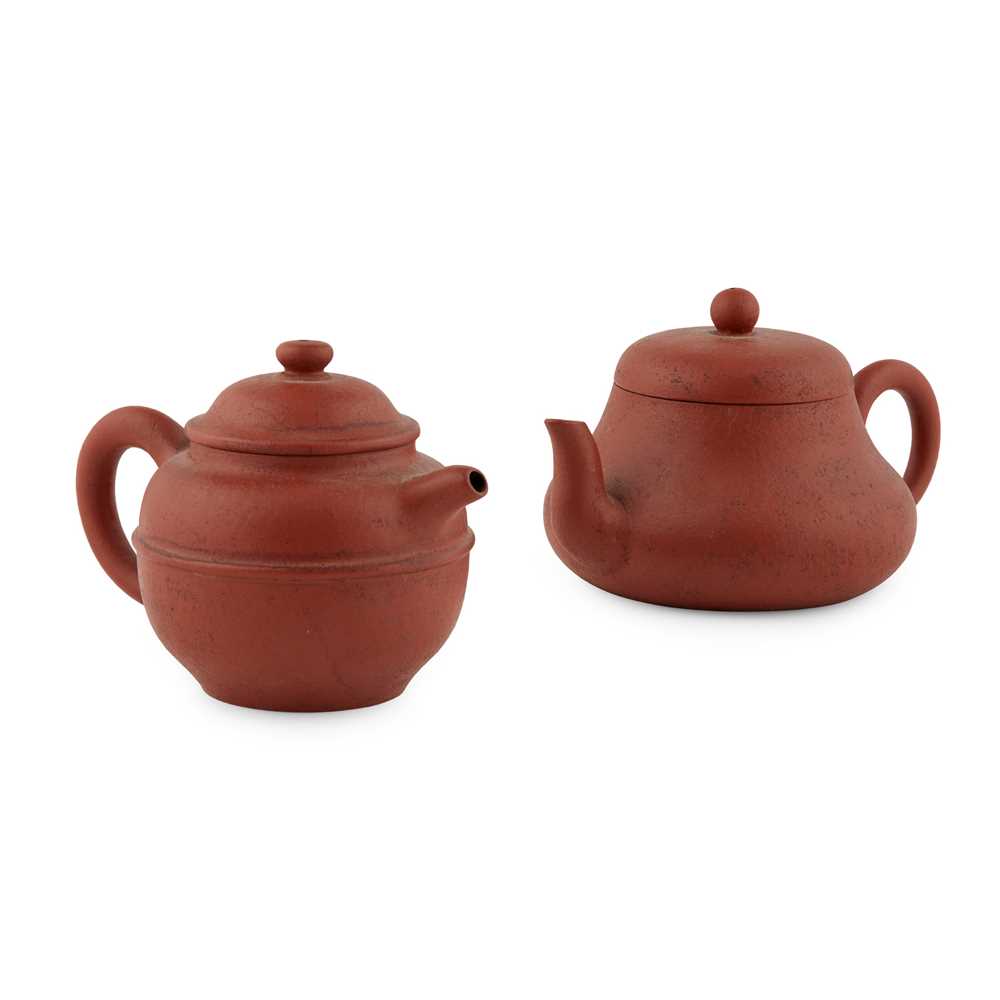 Appraisal: TWO YIXING STONEWARE TEAPOTS TH- TH CENTURY comprising one in