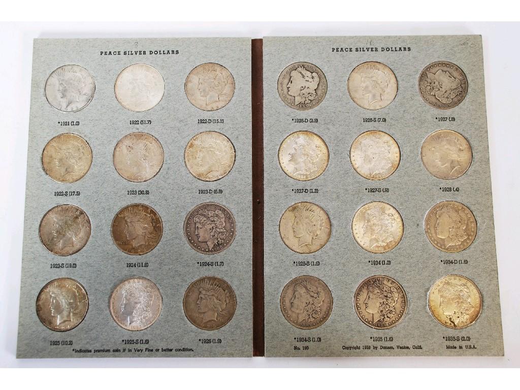 Appraisal: COIN FOLDER CONTAINING U S A 'Morgan' and 'Peace' SILVER