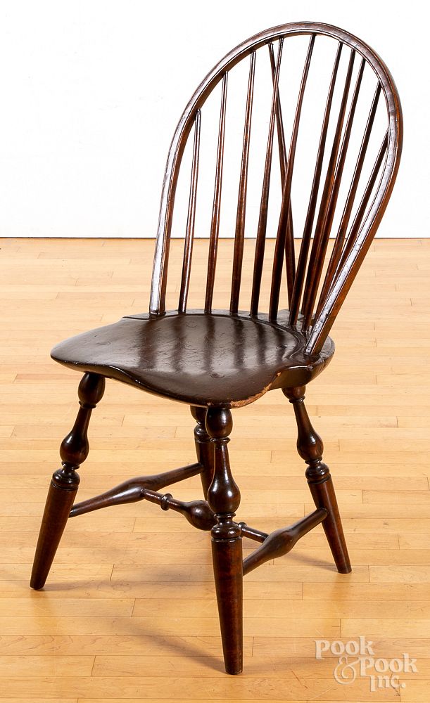 Appraisal: Philadelphia braceback Windsor chair late th c Philadelphia braceback Windsor