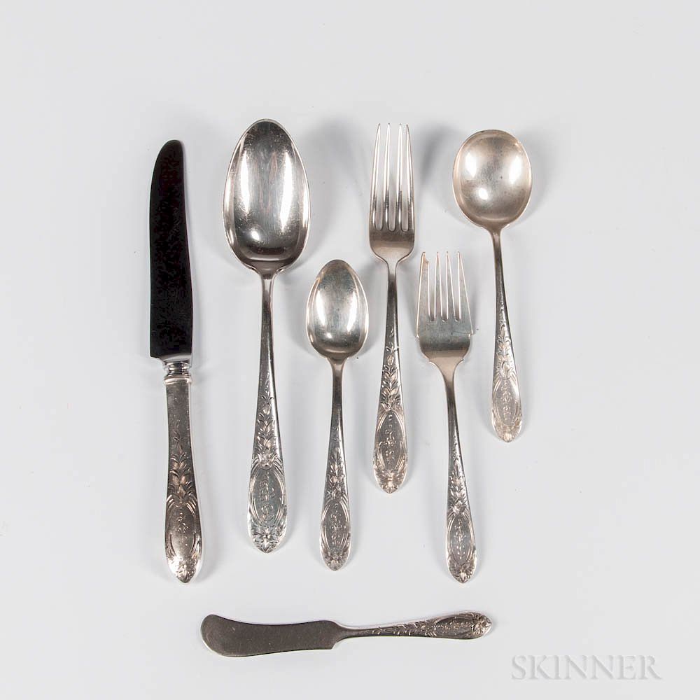 Appraisal: Kirk Old Maryland Engraved Sterling Silver Flatware Service Kirk Old