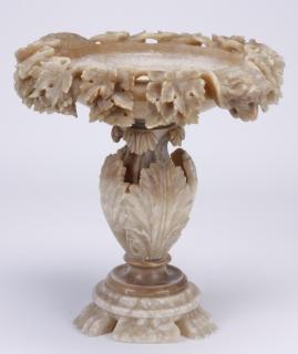 Appraisal: th c carved alabaster compote Late th century alabaster compote