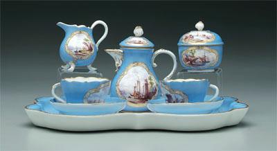 Appraisal: Meissen porcelain tea service hand painted Asian figures in harbor