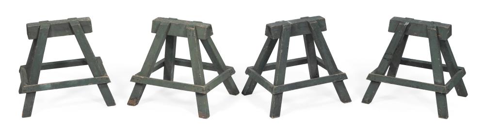 Appraisal: SET OF FOUR SMALL SAWHORSES AMERICA EARLY TO MID- TH