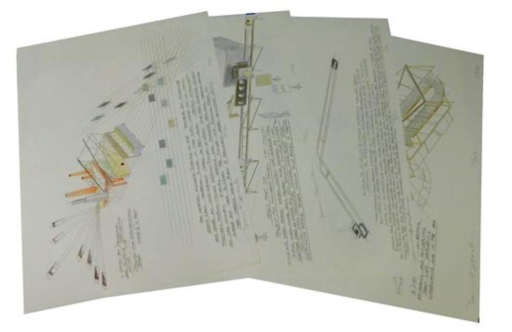 Appraisal: Dennis Oppenheim American - four lithographs each depicts architectural model