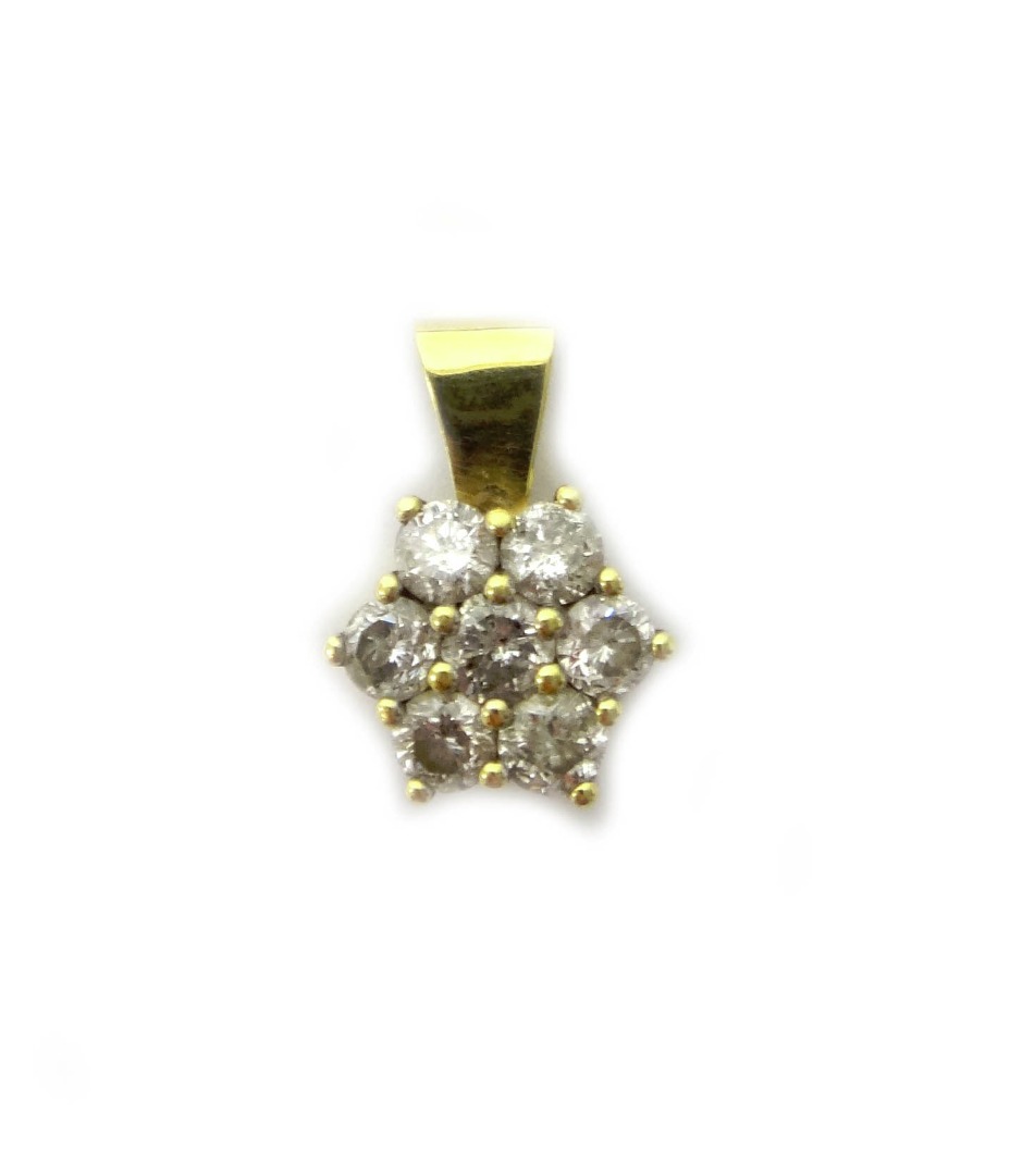 Appraisal: A gold and diamond set seven stone cluster pendant in