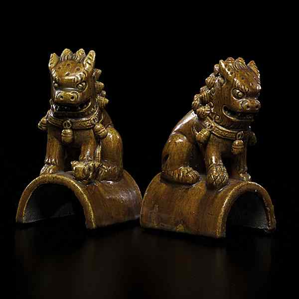 Appraisal: Chinese Roof Tiles Chinese th century A pair of ceramic