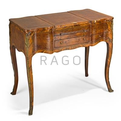 Appraisal: LOUIS XV STYLE DRESSING TABLE Kingwood with banded inlay with