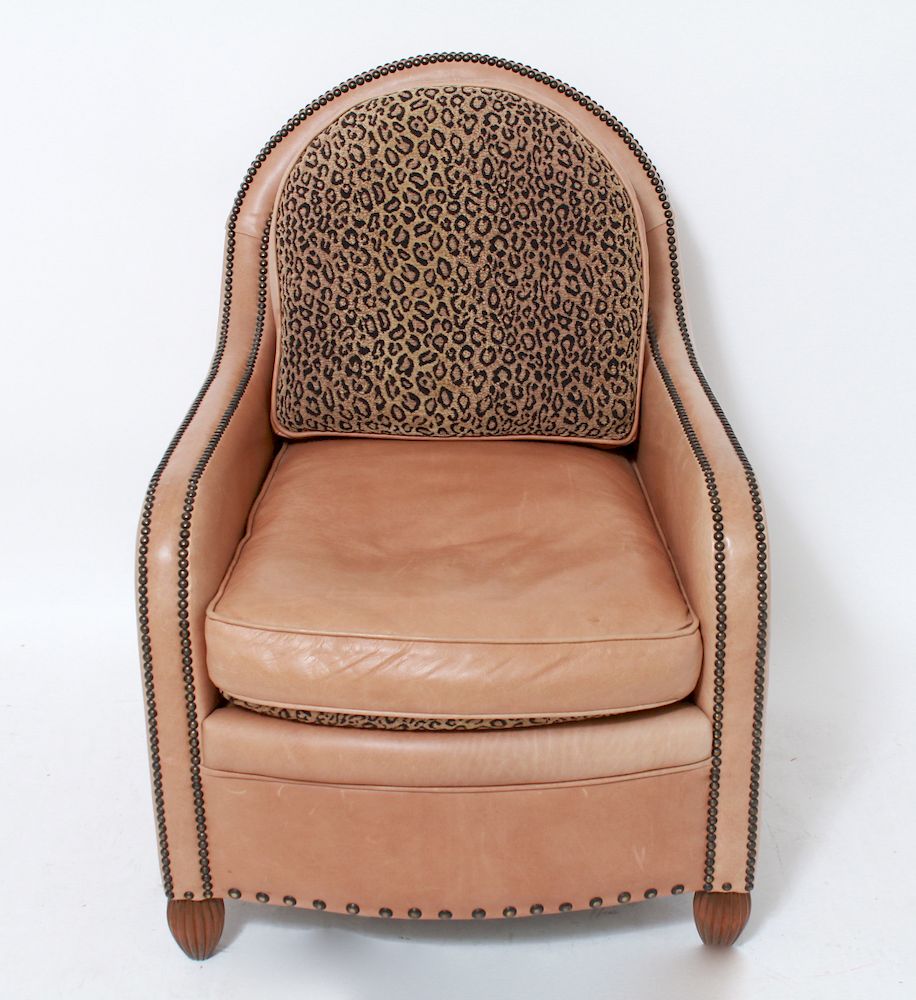 Appraisal: Art Deco Style Leather Lounge Chair Art Deco style lounge