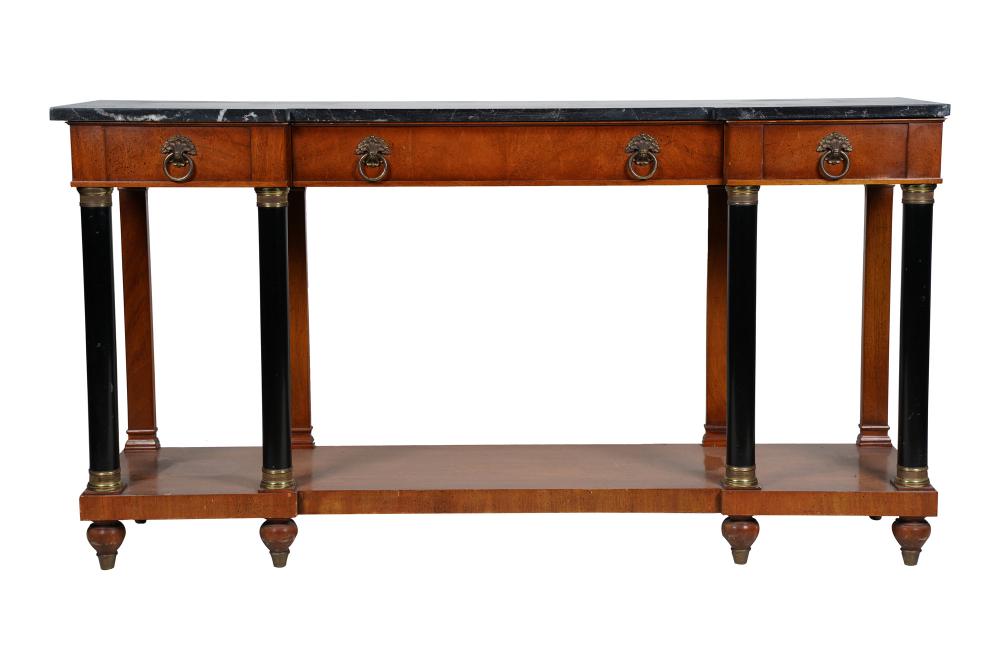 Appraisal: WIDDICOMB EMPIRE STYLE MARBLE TOP CONSOLE TABLEmid- th Century with