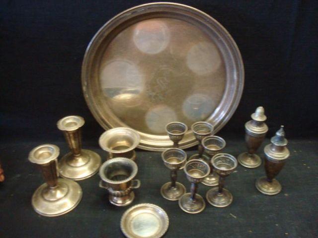 Appraisal: Sterling Lot of Assorted Gorham presentation tray with inscription candlebra