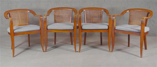 Appraisal: Four Modern Armchairs Four 's armchairs with cane seats and