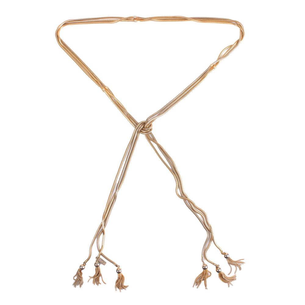 Appraisal: Yves Saint Laurent YSL Designer lariat necklace with gold tone