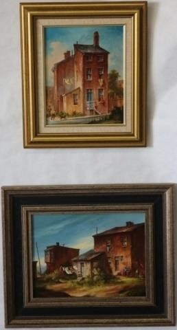 Appraisal: MELVIN MILLER - BALTIMORE TWO FRAMEDOIL PAINTINGS ON CANVAS TENEMENT