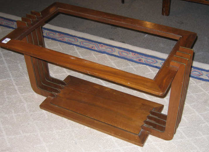 Appraisal: ART DECO OCCASIONAL TABLE rounded rectangular glass inset top raised