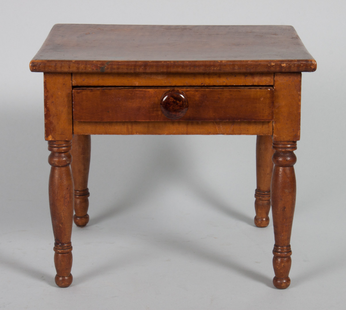 Appraisal: American vernacular tier maple miniature worktable th century single drawer