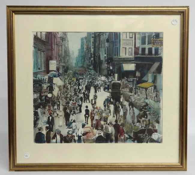 Appraisal: Watercolor Delancey St N Y C signed ''L Heyman'' Lawrence