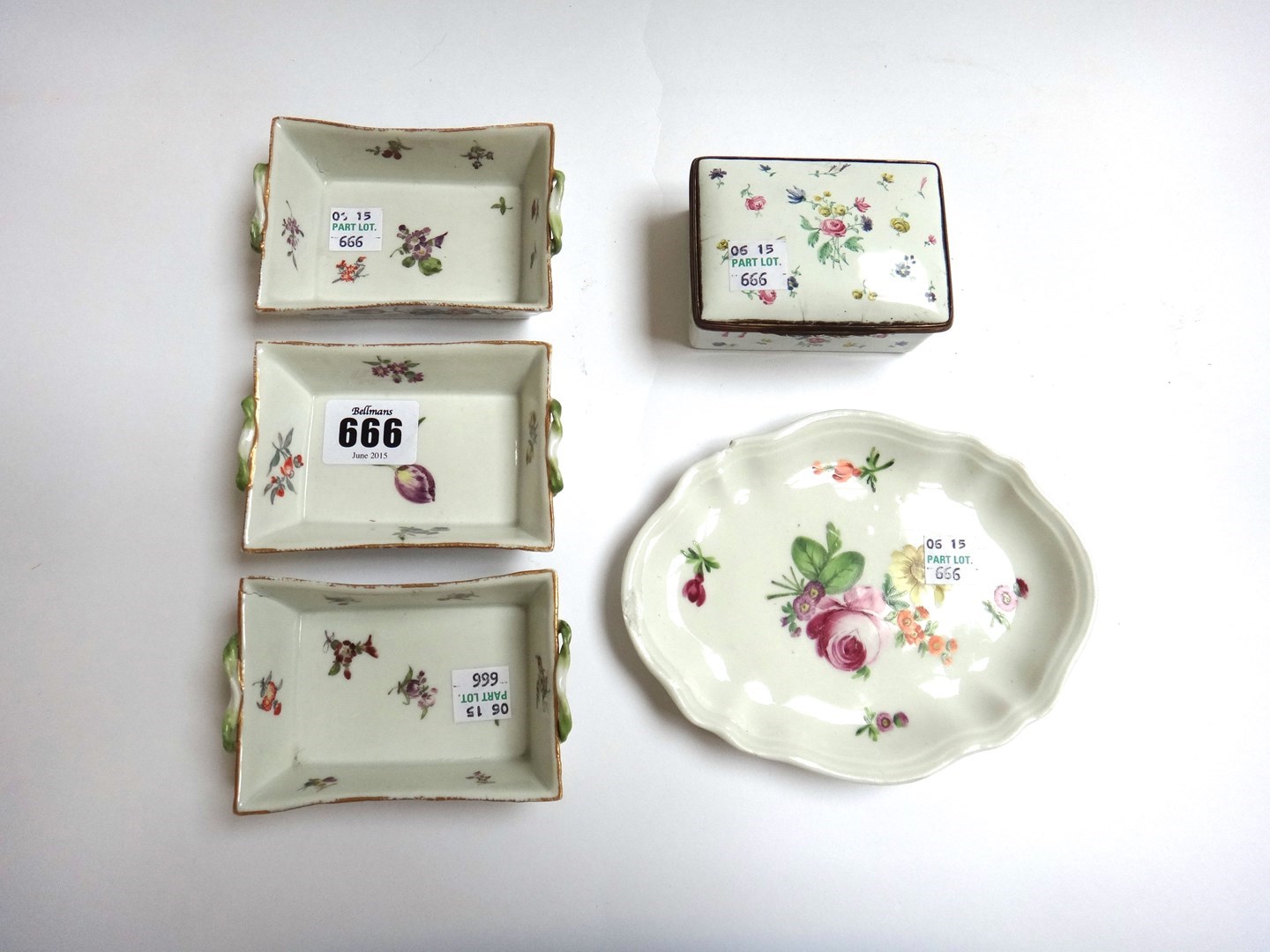 Appraisal: Three Meissen porcelain dishes th century each foliate decorated against