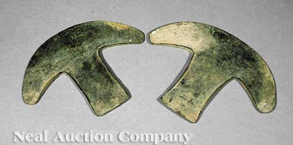 Appraisal: Two Mixtec Copper Axe Head-Form Money Symbols c - heights