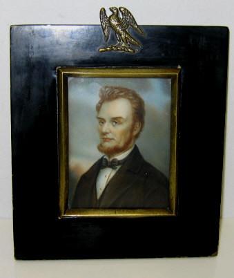 Appraisal: PORTRAIT MINIATURE ON IVORY LINCOLN Watercolor painting of Abraham Lincoln