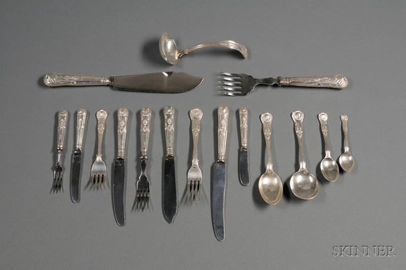 Appraisal: Elizabeth II Silver King Pattern Partial Flatware Service Sheffield c