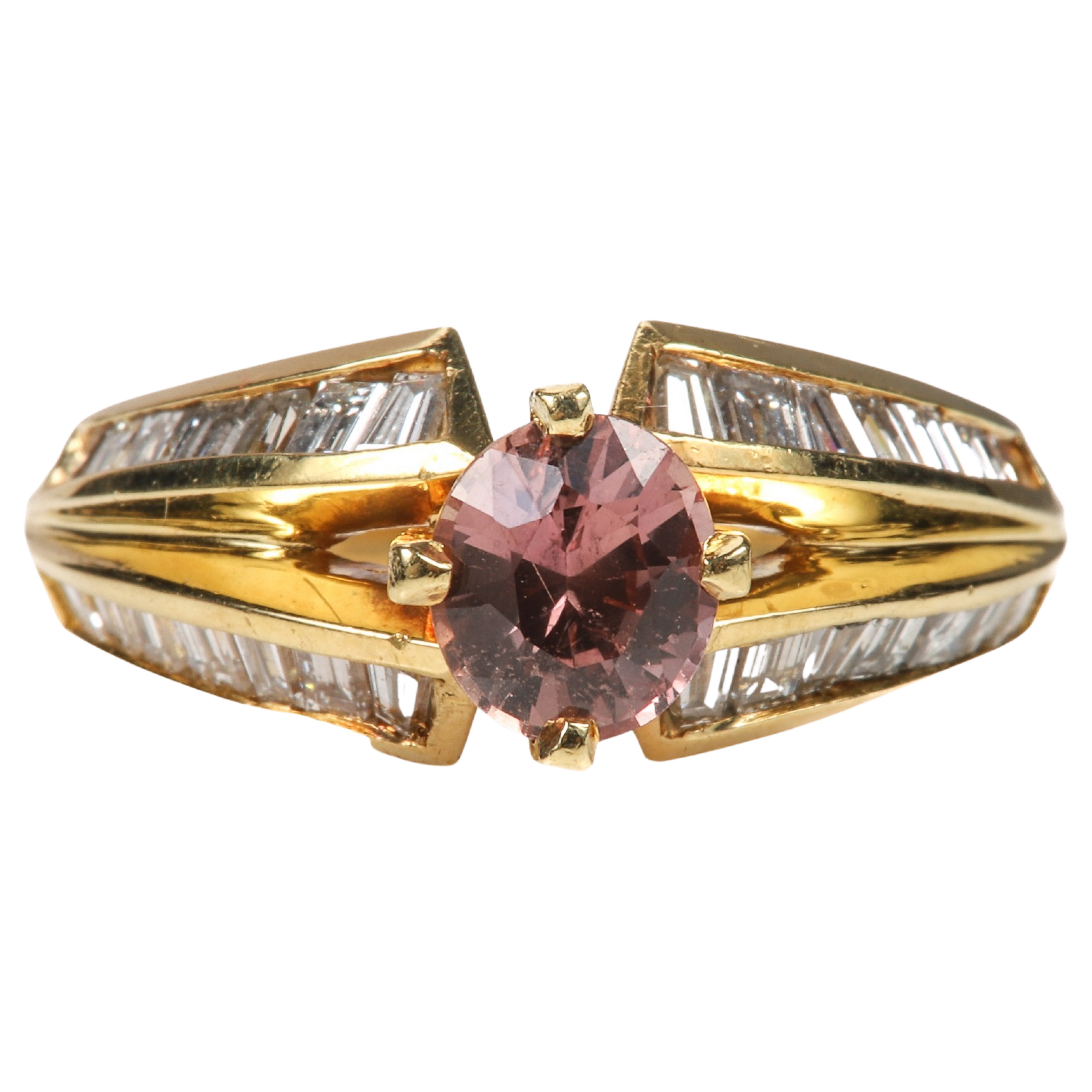 Appraisal: K Pink sapphire and diamond ring mm x mm center