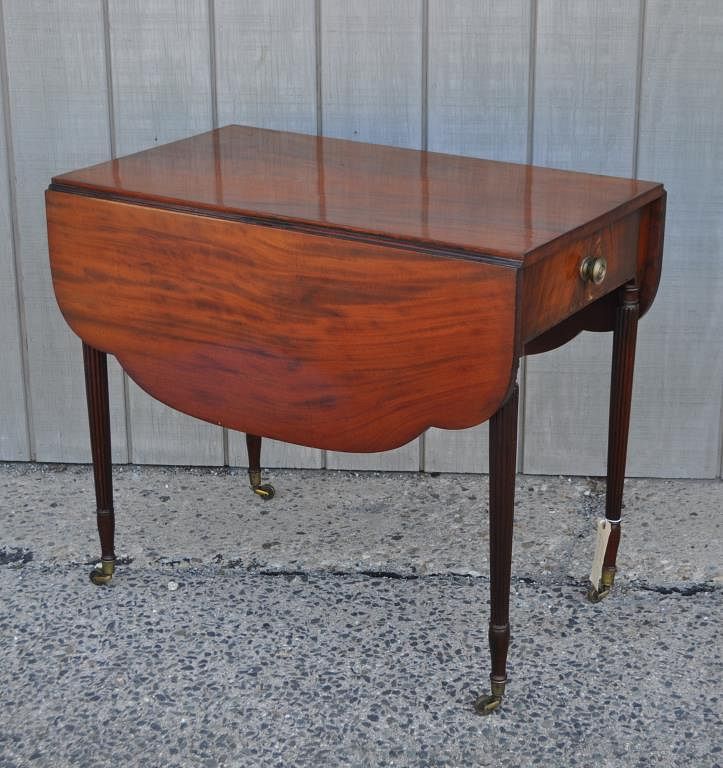 Appraisal: NY Federal Figured Mahogany Pembroke Table in Sheraton style with