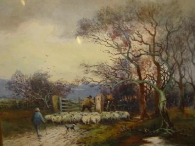 Appraisal: F H TYNDALE Winter Scene with Shepherds and Flock near