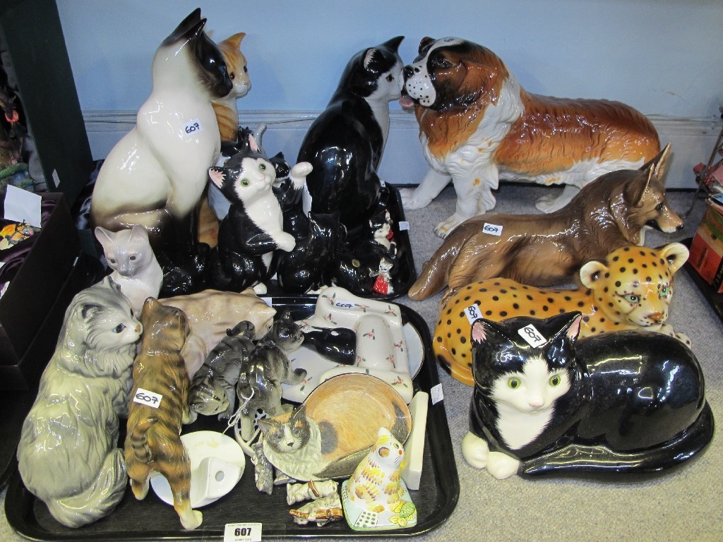 Appraisal: Quantity of pottery cats and two dog figures