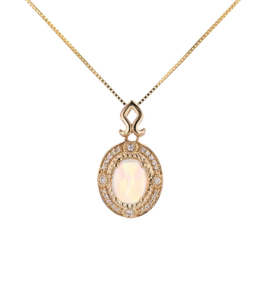 Appraisal: Ethiopian Opal Diamond k Yellow Gold Necklace Featured in this