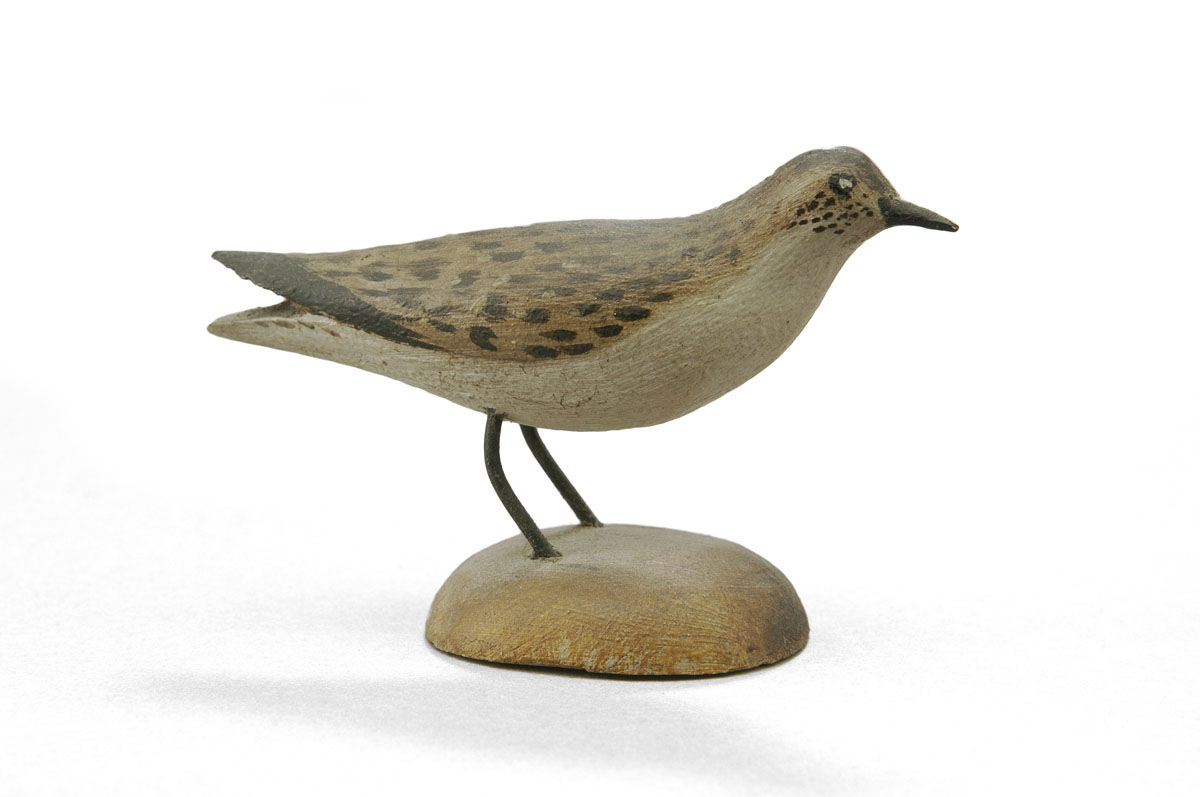 Appraisal: A ELMER CROWELL - CARVED AND PAINTED SANDERLING CIRCA On