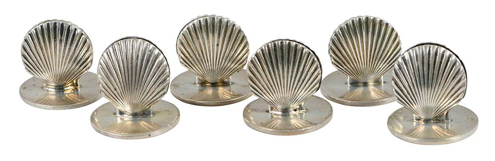 Appraisal: Tiffany Sterling Shell Form Place Card Holders American th century