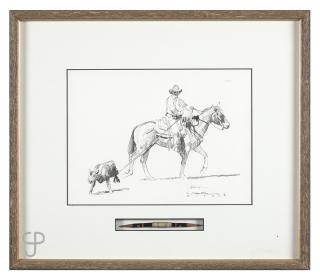 Appraisal: Robert ''Shoofly'' Shufelt ''Dally '' cowboy roping a calf signed