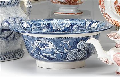 Appraisal: Staffordshire blue and white transferware washbowl a stevenson early th