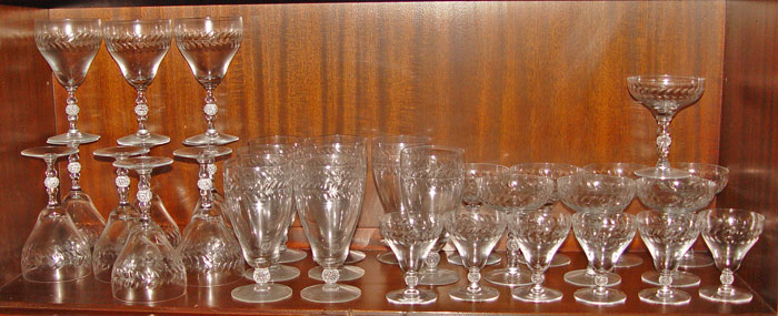 Appraisal: DUNCAN MILLER LAUREL WREATH STEMWARE pieces to include water goblets