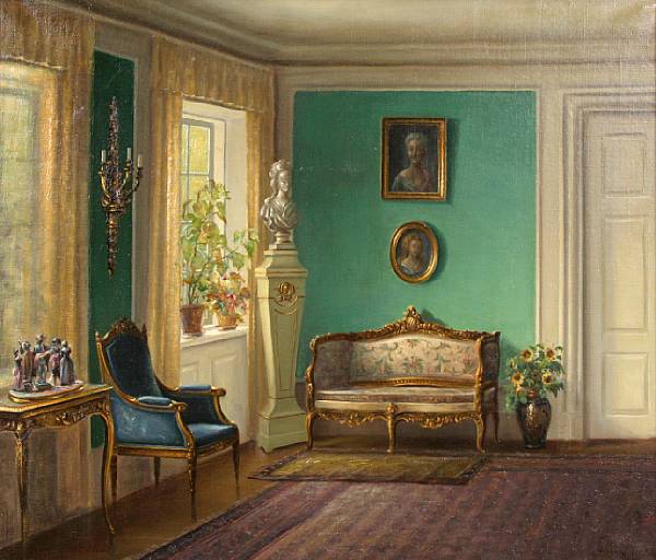 Appraisal: Hans Hilsoe Danish - The Drawing Room signed and dated