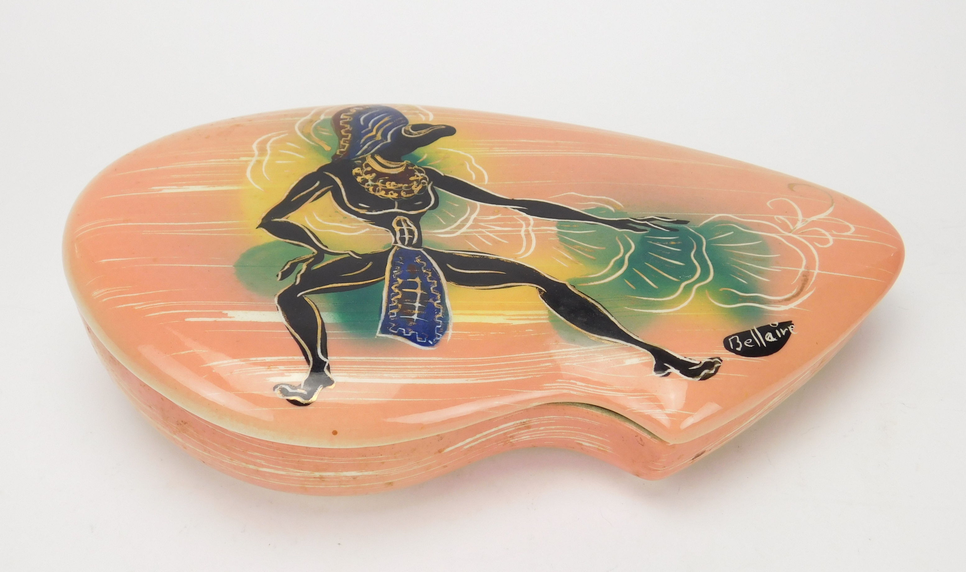 Appraisal: California pottery Marc Bellaire - ' Jungle' candy dish depicting