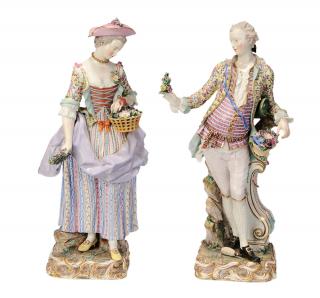 Appraisal: Pair of Large Meissen Figures German th century man and